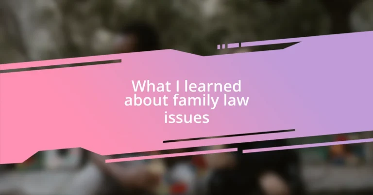 What I learned about family law issues